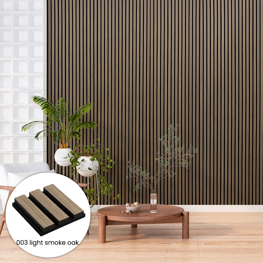 003 Light smoke oak Wood Veneer Acoustic Slat Panels